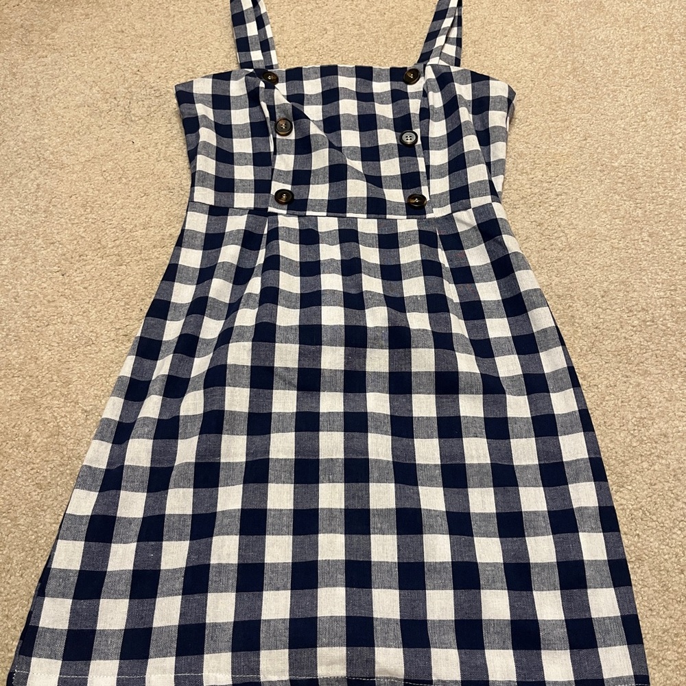 Blue and White Checkered Dress